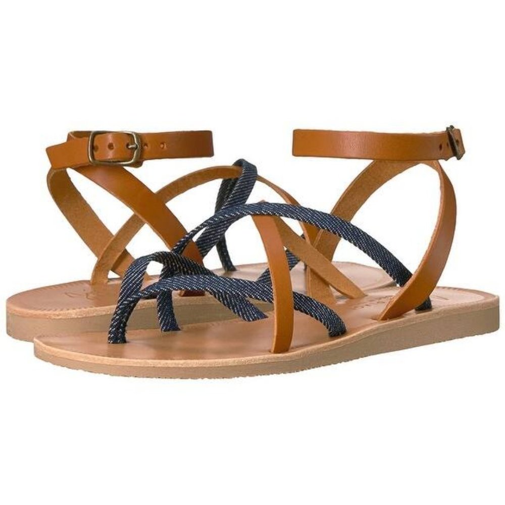 JOIE Leather Ankle Strap Flat Sandals
